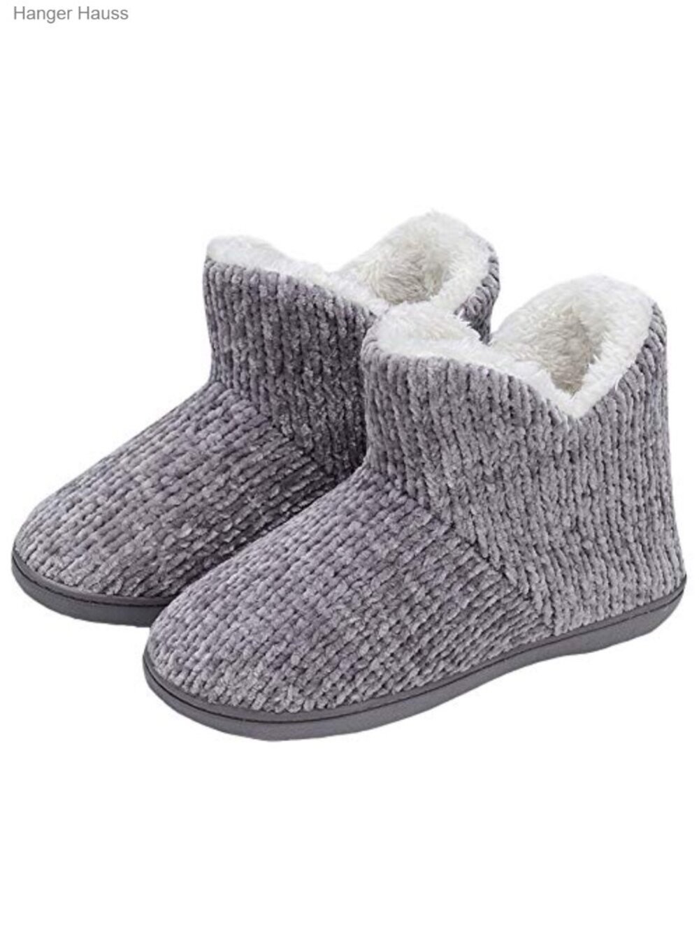 Chenille Plush Lined Memory Foam Slipper Booties Non-Slip Indoor Outdoor